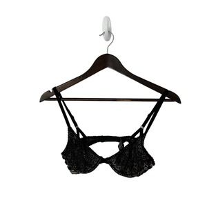 Victoria Secrets‎ sz 32B unlined black plunge bra underwire